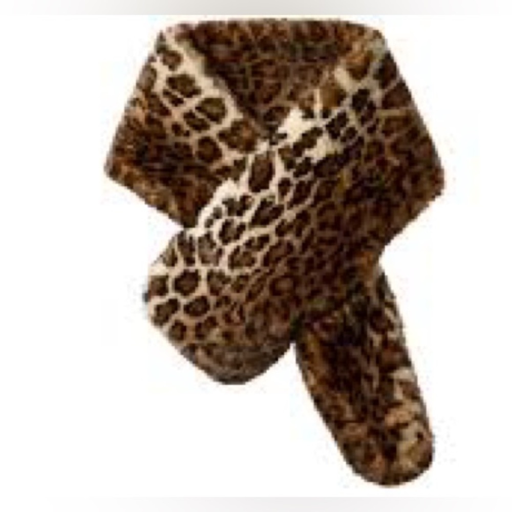 Cabi one size leopard print faux fur neck winter warmer